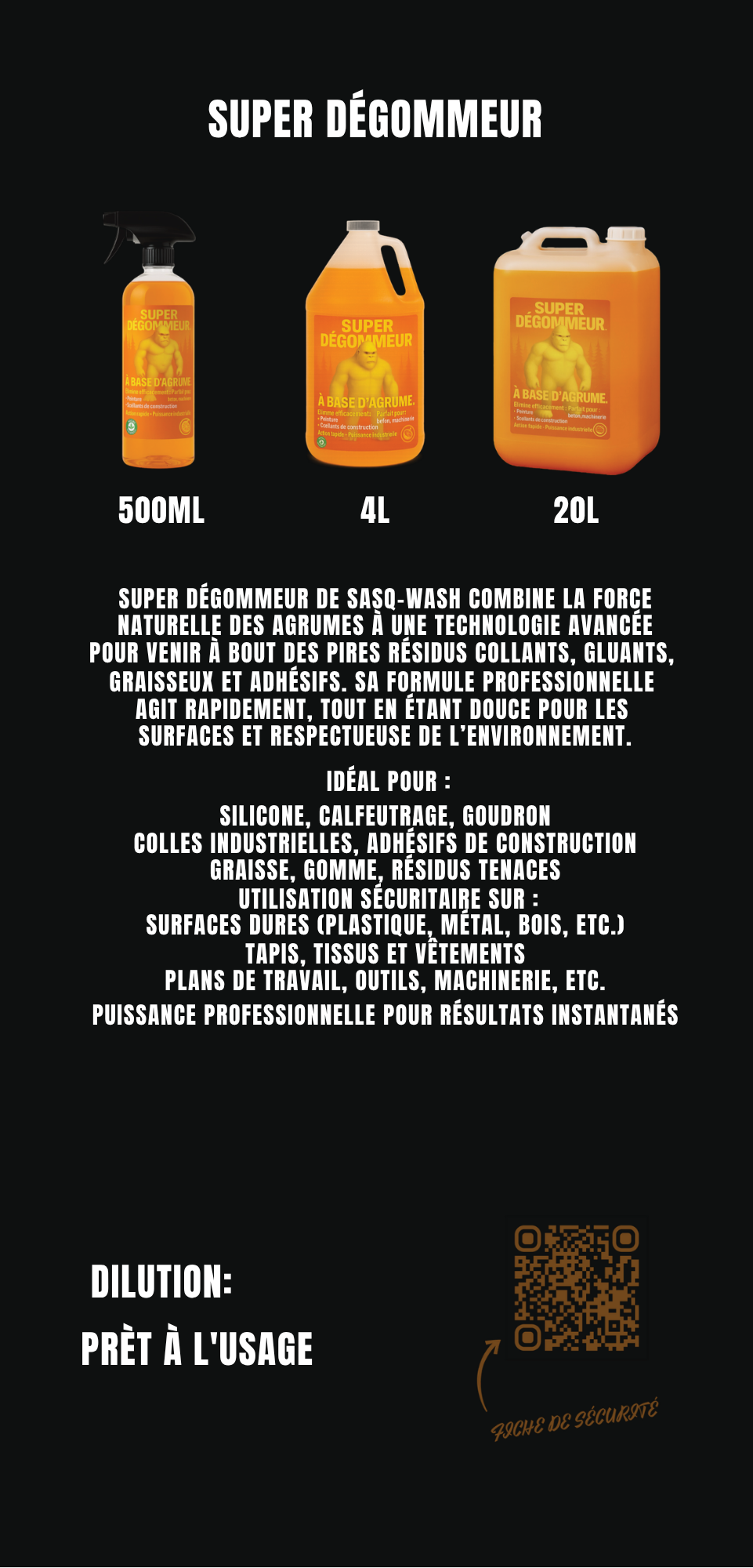 SASQ-WASH Super Degreaser – Citrus-Based Adhesive Remover