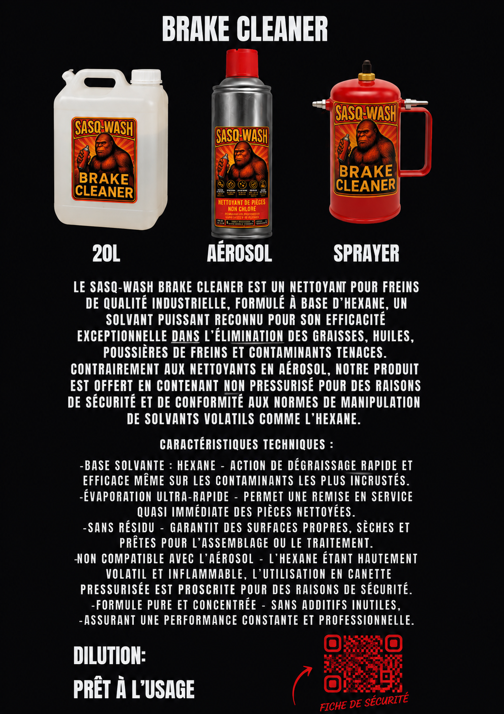 SASQ-WASH Brake Cleaner – Hexane-Based Industrial Brake Cleaner